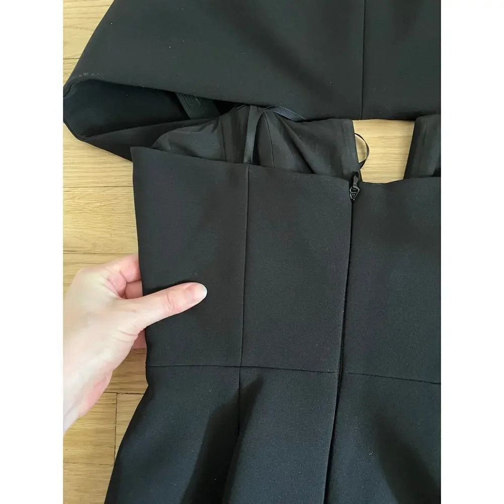 BCBGMAXAZRIA Women's 2 Black Marquis Off The Shoulder Mini Dress LBD Side Slit